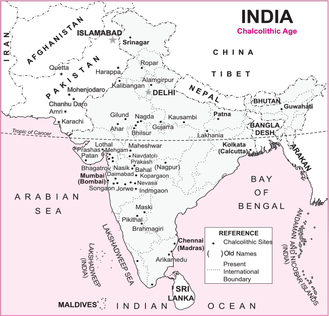 Map of Chalcolithic Sites in India